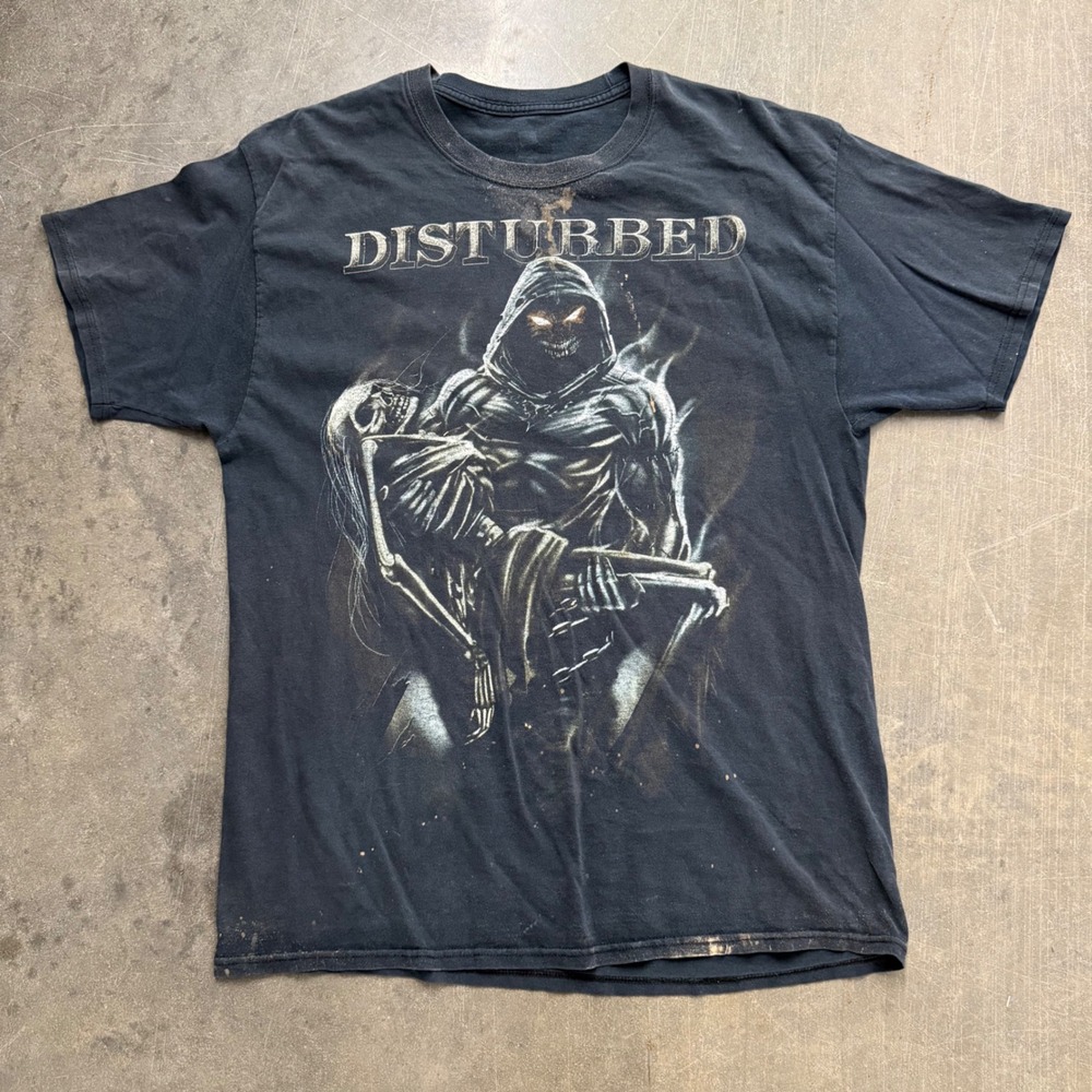 Disturbed‎ Band Shirt Mens Large Black Graphic Tee The Guy Skeleton Heavy Metal